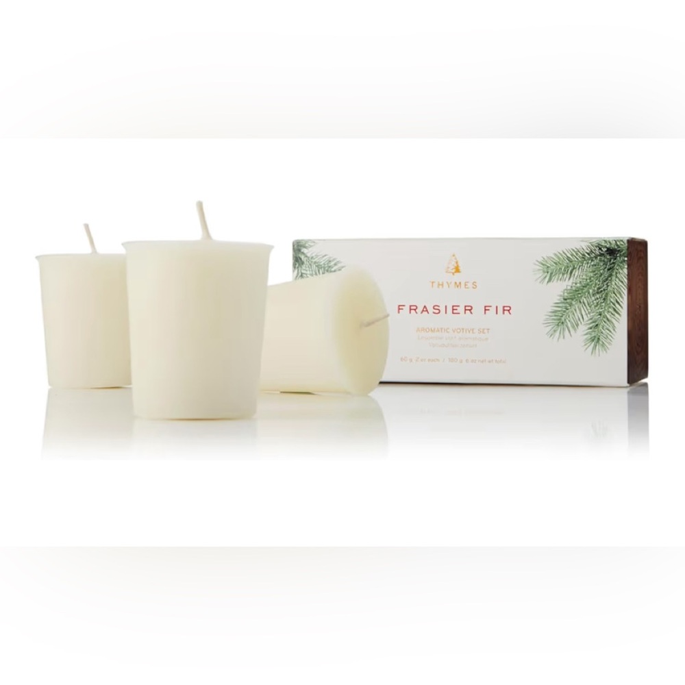Thymes Frasier Fir Votive Candle Set of 3 - Scented Candles (Pack of 3-2 Oz) - Picture 3 of 6